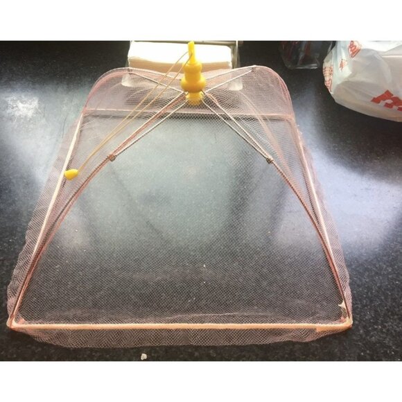 Vintage 4 Hygienic Food Covers Pink Yellow 1970's Kitchen Outdoor Purposes - Picture 2 of 10